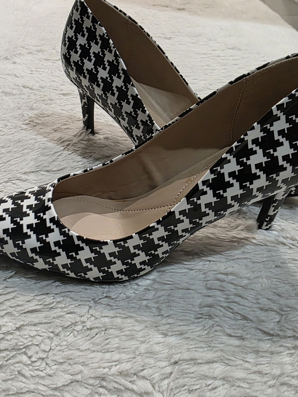 Alfani Black & White Houndstooth Heels Shoes Womens 7 NEW